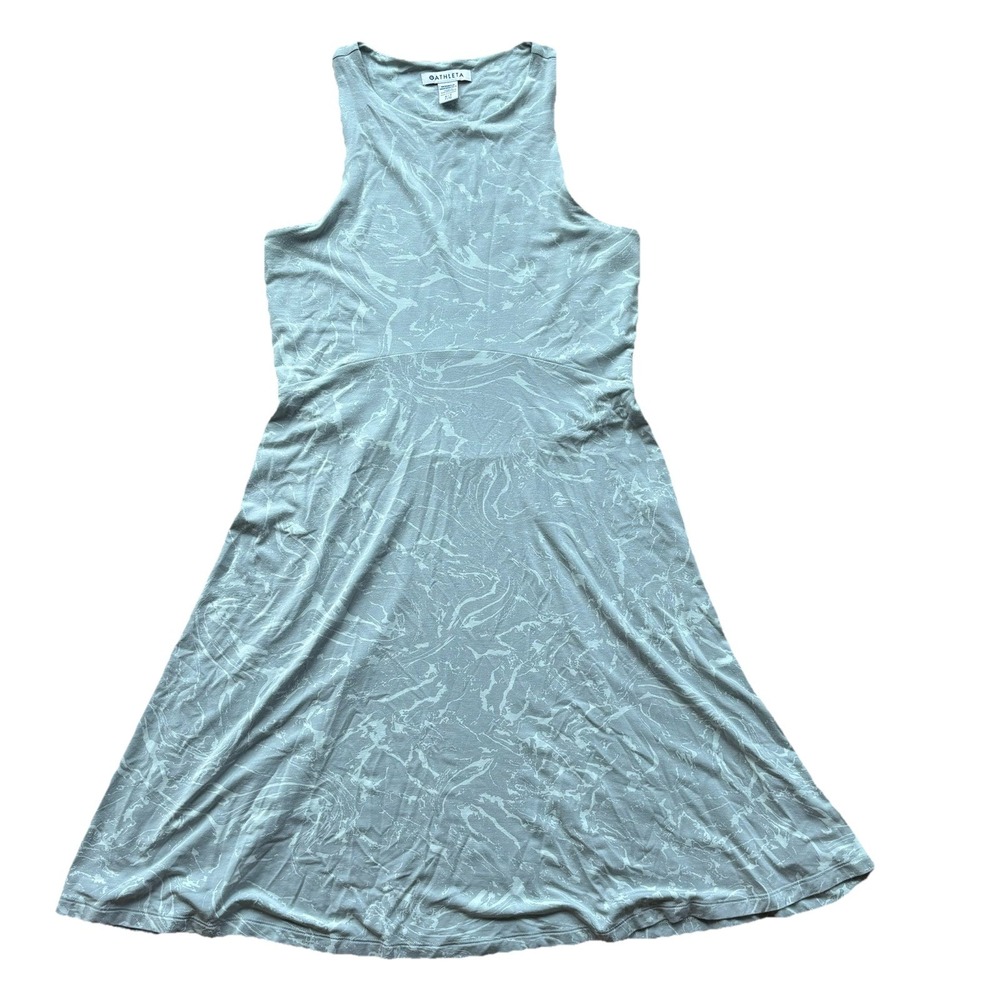 Athleta Santorini Thera Printed Knee Length Dress Women's Sz S Gray Sleeveless